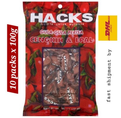 COUGH RELIEF SWEET FLAVOUR HACKS CLOVE APPLE CANDY SOOTHES 10 packs x100g -DHL