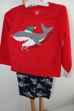 Just One Carter's Boys NWT Size 18 M Santa Shark Pajamas PJ's Sleepwear NWT NEW