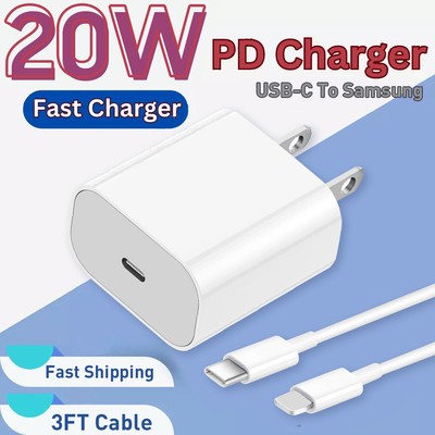 20W PD Fast Power Wall Charger Cable Type c Charging Cord For iPhone 14 13 12 11