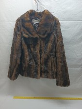 PENDLETON BROWN MID LENGTH FAUX FUR COAT Size Medium. Missing 1 Button
