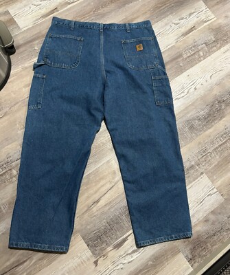 Carhartt B73 DST Double Knee Logger Jeans Men's 42x30 Blue Loose