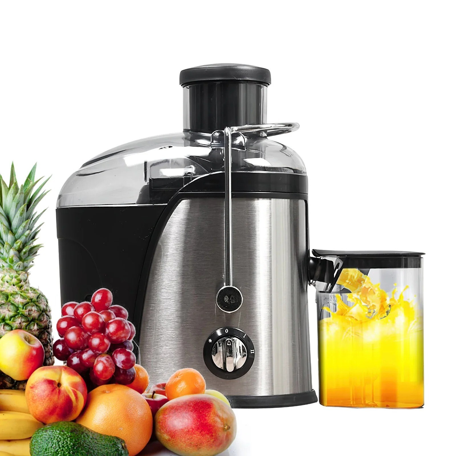 Extracteur de fruits électrique en inox brossé 800W avec tamis haute précision