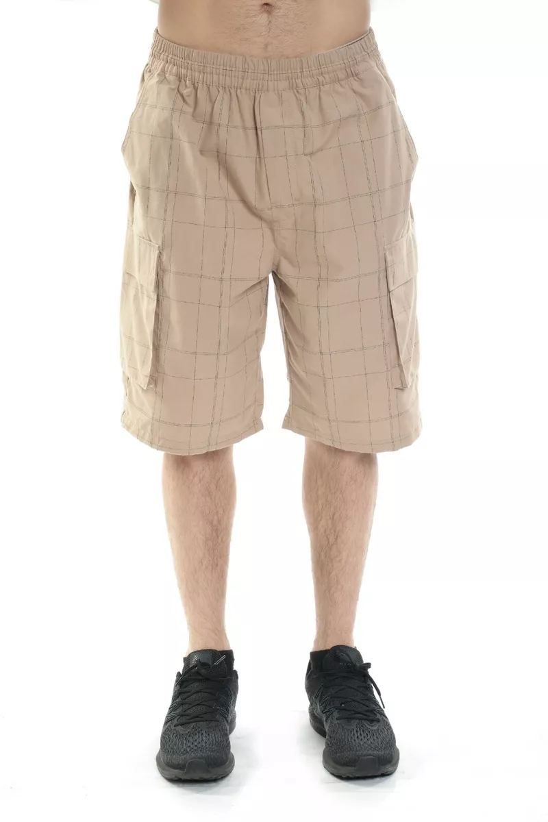 Vigilancia ladrar Experto YAGO Men&#039;s Elastic Waist Drawstring Relaxed Fit Plaid Cargo Shorts  DGB14, S-5XL | eBay