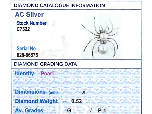 Cultured Pearl and 0.52ct Diamond, 18ct White Gold Spider Brooch - Antique - Picture 9 of 10