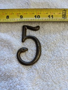 Solid Brass House Number #5 Safe Hardware Vintage Brass