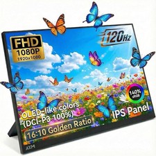 AXM 16" FHD 1080P Portable Monitor IPS 120Hz Adaptive Sync HDR Flicker