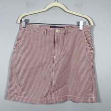 Vintage Ralph Lauren Sport Seersucker Skirt Red White Womens Sz 4 Preppy Classic