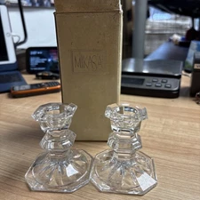 Mikasa  Edinburgh  Crystal Candle Holders (2) 3" Tall  Gift Boxed