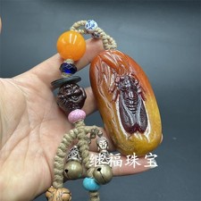 Faux Shoushan Stone Cicada Pendant Vintage Style Handheld Ornament Hanging Charm