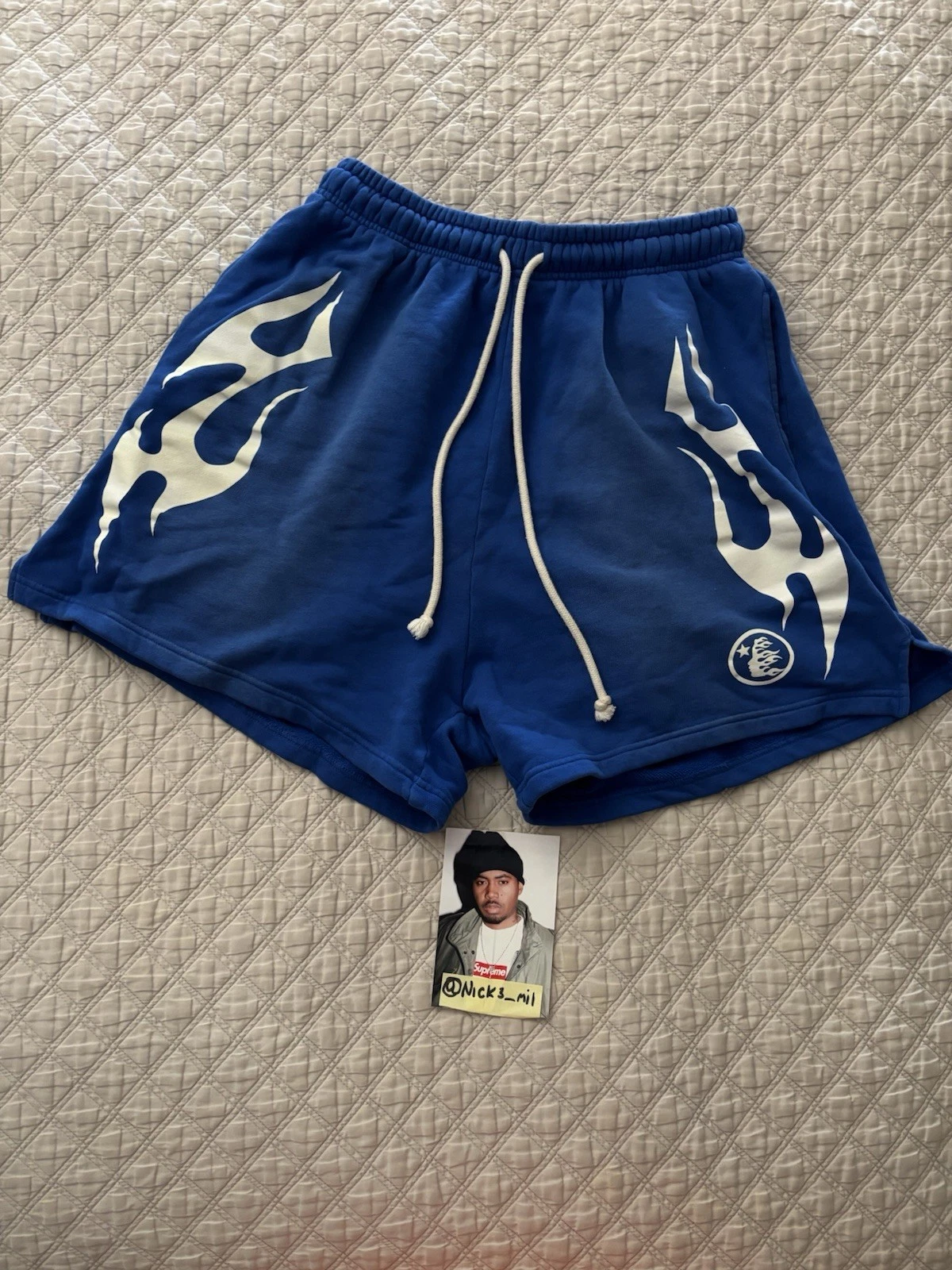 Hellstar Studios Blue Faded Flame Shorts Size M