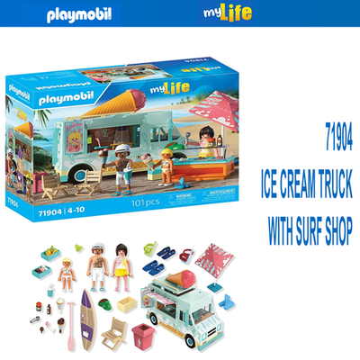 Playmobil 71904 Ice Cream Truck with Surf Shop – Summer Beach Set