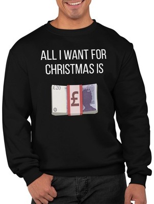 All I Want for Christmas Is Cash Pullover lustig Emoji Geld Weihnachtssweatshirt