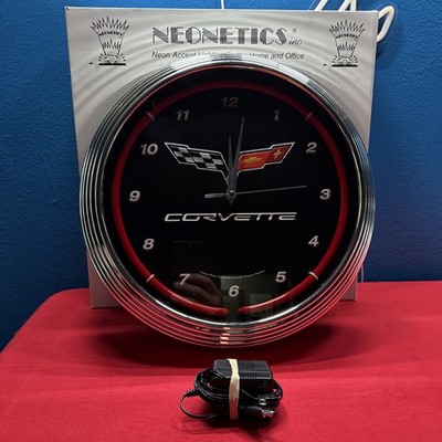 Neonetics Red Corvette Neon Clock Cars Gameroom Basement Mancave Garage
