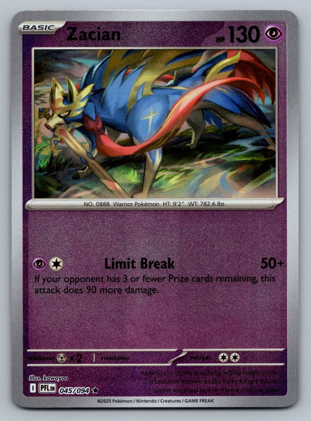 Zacian 045/094 Me02: Phantasmal Flames Reverse Holo