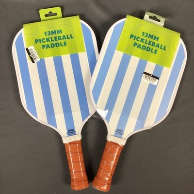Double Sided Pickleball Paddle - Blue and White Stripes/Floral-Set of 2
