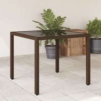 Gartentisch Mit Glasplatte Braun 90X90X75 Cm Polyrattan