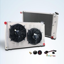 3 Row Aluminum Radiator Fan Shroud  Relay Kit Compatible with 1970-1981 Chev...