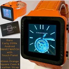 Vintage SMARTWATCH Touch panel | 45mm Orange Square Case & Strap | Android Watch