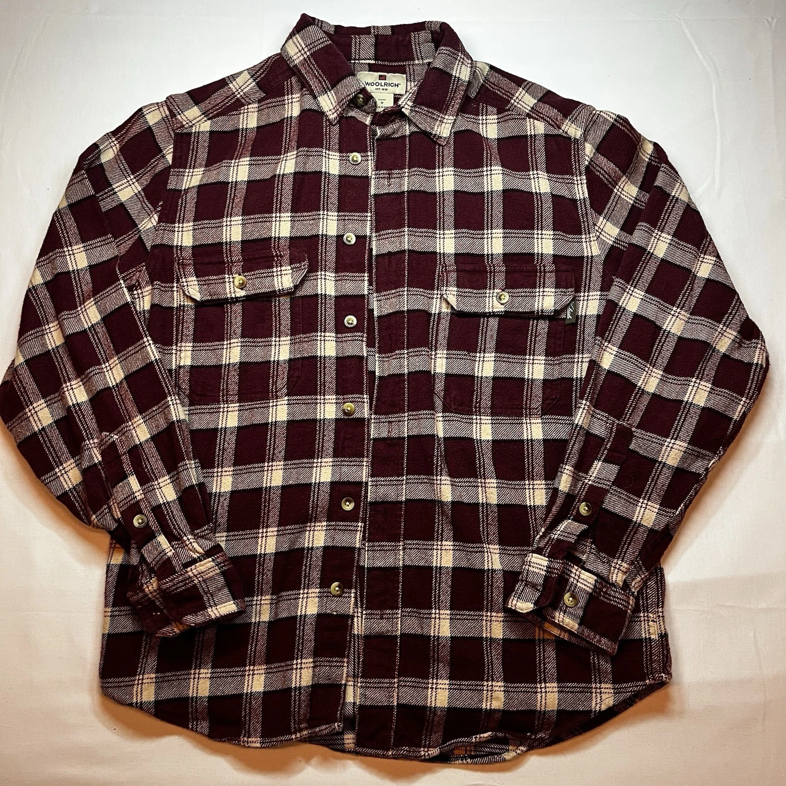 Woolrich Men’s Medium Burgundy Plaid Flannel Outdoor Work Shirt Heavy Cotton
Opens in a new window o