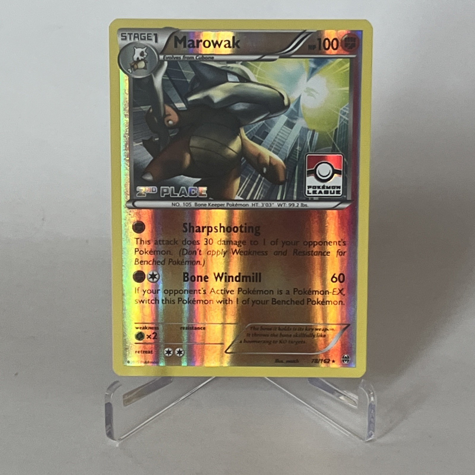 Marowak - 78/162 - Pokemon Breakthrough XY 2nd Place League Rare Card NM