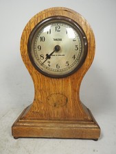 Vintage Tameside Balloon Mantle Mechanical Clock (Oak?)  No Key