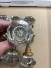 Lot of 7 Vintage Starburst Octagon Glass & Brass Doorknobs 3 Door Sets — photo 2