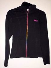 FILA Sport Women's Full Zip sweatshirt Black/Multicolor Zipper woman s M