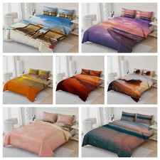 3D Sunset Beach Boat Quilt Cover Duvet Cover Comforter set