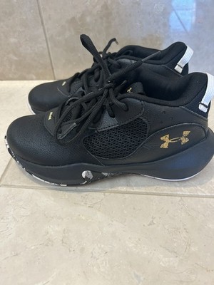 Under Armour Youth Sz 3 - PS Lockdown Black Metallic Gold Basketball Shoes