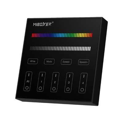 MiBoxer RGBW Wandcontroller Touch Panel 4 Zonen 2.4GHZ | 3V (2x AAA) Batterie