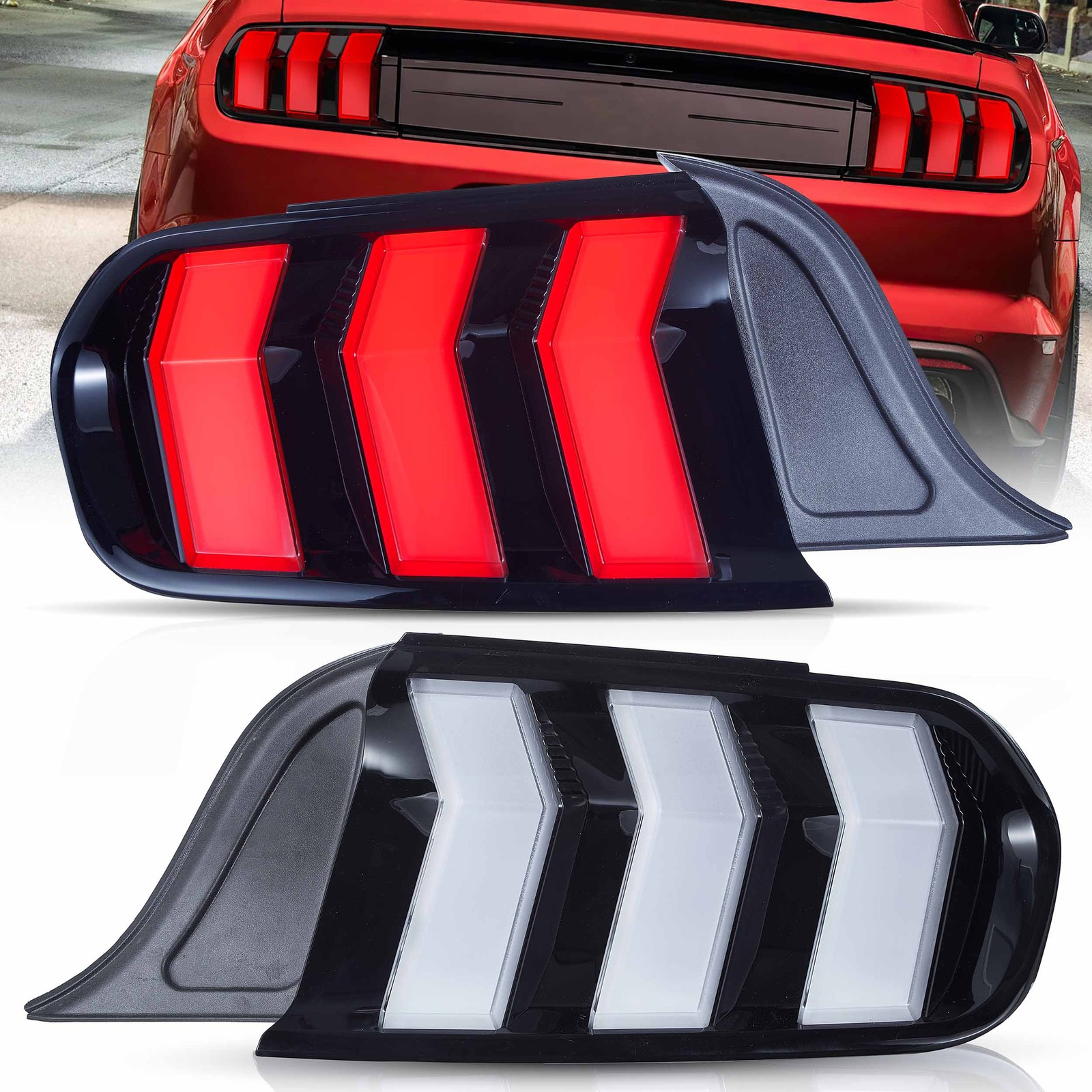 Pair VLAND 5 Modes LED Rear Tail Lights For 2015-2023 Ford Mustang w/Sequential