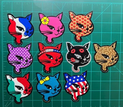 2001 Vintage Winking Kitty Glitter Stickers Various Styles Y2K Vending Cat Decal