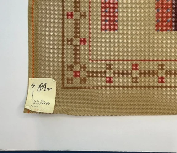 RED & BROWN BARN - HANDPAINTED NEEDLEPOINT CANVAS BY ANN - VINTAGE - Image 3 of 4