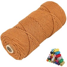 Macrame Cotton Cord, 4 Ply Twisted Yarn, Natural 3mm 109Yards, Brown