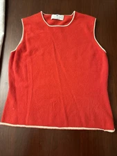 Vintage Ballantyne Scotland Pure Cashmere Red & Cream Sweater Best Cozy Luxury M