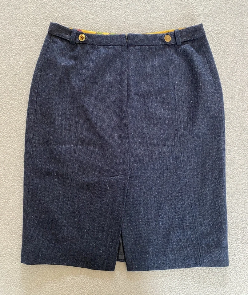 JOULES SKIRT WOMENS SZ 10 AUSTEN 100% WOOL FOX BLUE NAVY TWEED FOX AUTUMN SMART - Image 2 of 4
