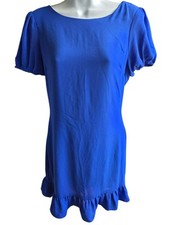 Lulus Cobalt Blue Bianca Puff Sleeve Ruffle Dress Size S