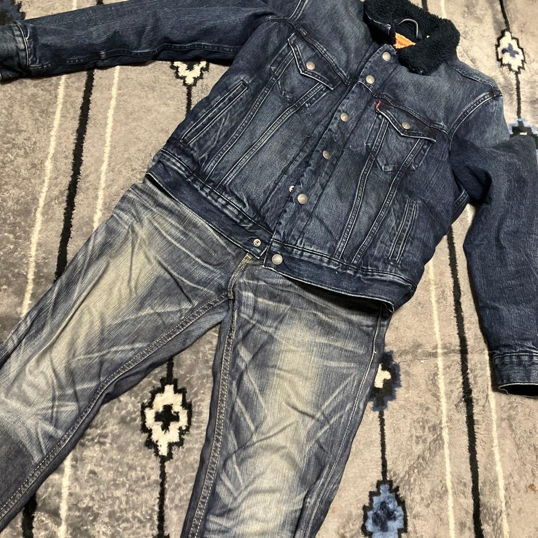 Levi's setup, dark blue, USED processing, damage … - image 5
