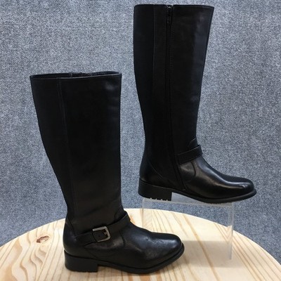 Clarks Boots Womens 5 M Plaza Pilot Knee High Riding Boot 26104583 Black Leather
