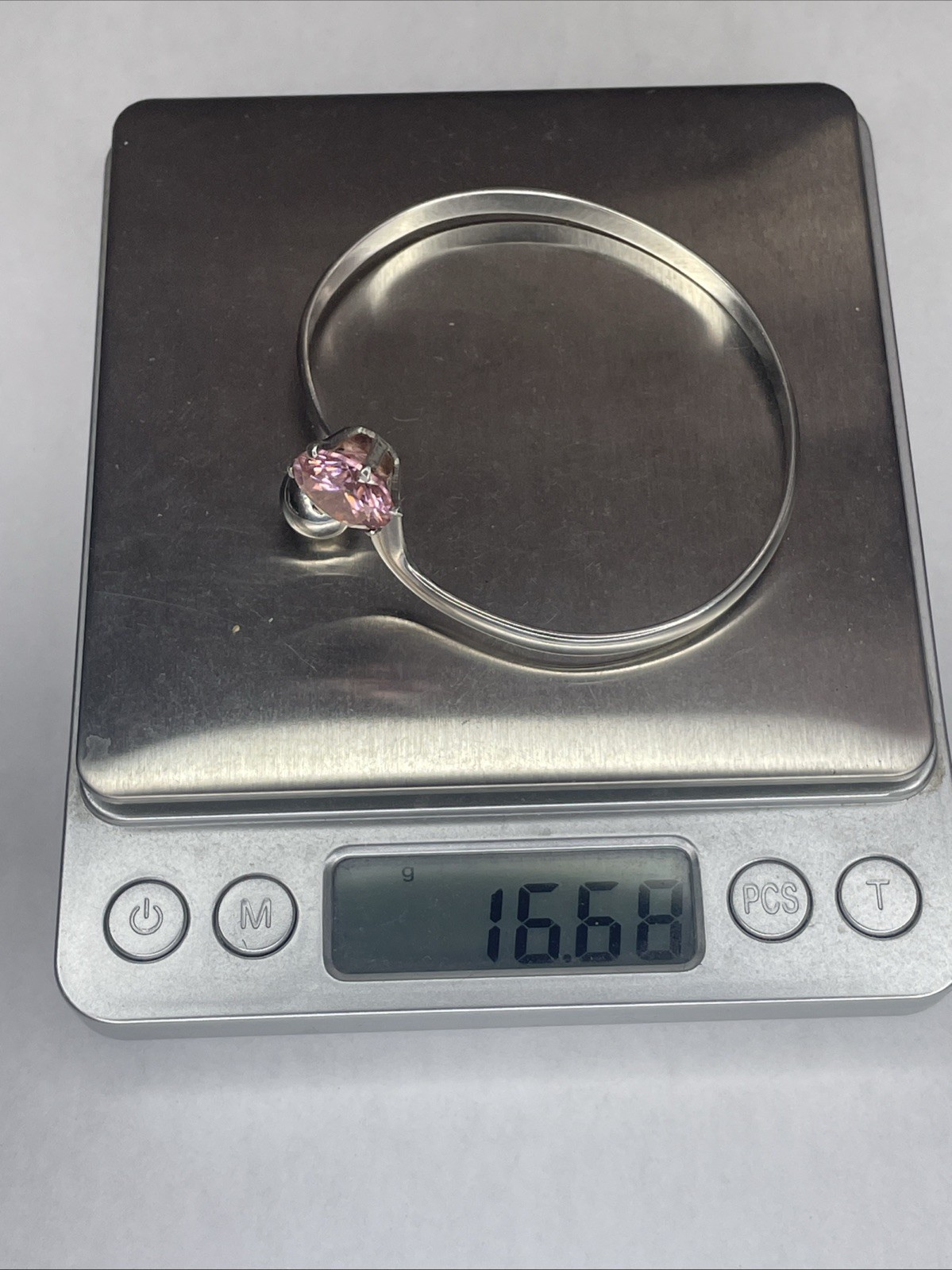 Solid Sterling 6.75” Toggle Cuff With Pink 16+ Gr… - image 6