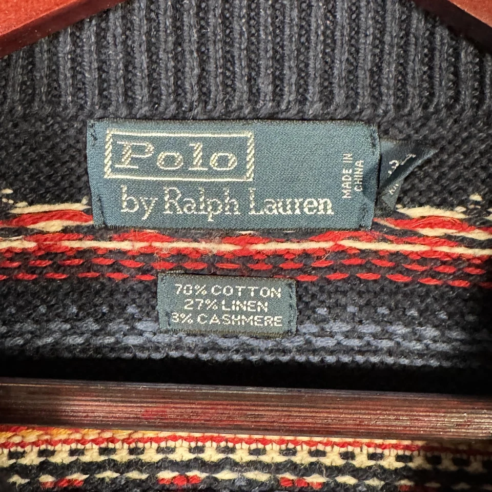 Suéter Ralph Lauren Para Hombres 3XLT 3XL Alto Azul Marino Fair Isle Chal Palanca Cachemira Foto 4 de 4