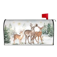 Winter Mailbox Cover 21" X 18" Deer Christmas Tree Magnetic 21" 18" Winter Deer