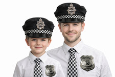 Adult & Child Police Costume Set Fancy Dress Hat Tie Badge Policeman Cop Outfit