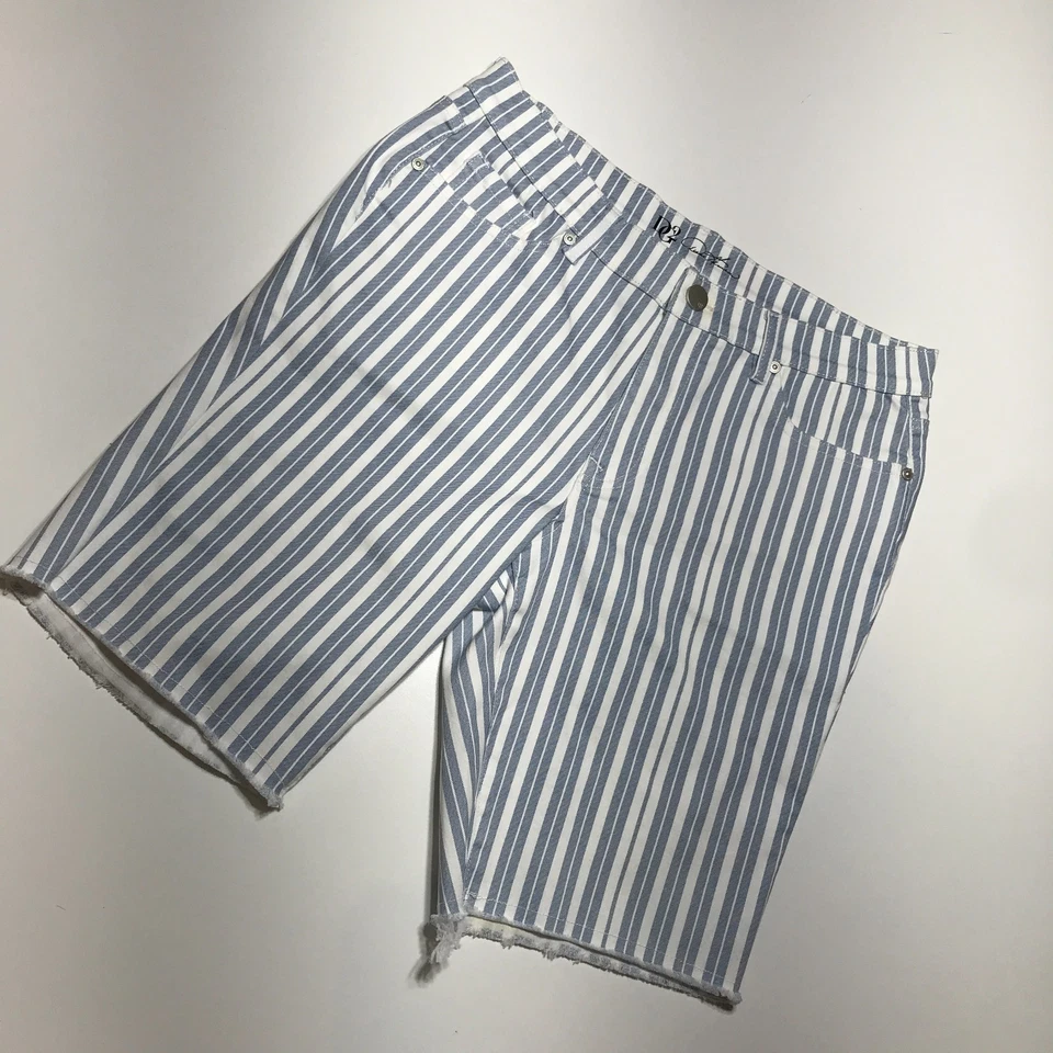 Bermudas DG2 Diane Gilman para mujer 16P Virtual elásticas azules y blancas a rayas Foto 2 de 4