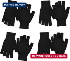 4 Pairs Fingerless Winter Gloves Typing Half Finger Gloves for Women Men