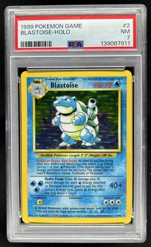 1999 Pokemon Unlimited Blastoise Rated Rookie Error Rare Holo #2/102 PSA 7