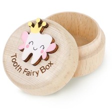 Tooth Fairy Box for Girl and Boy Carved Wooden Box Cute Lost Teeth Storage 
