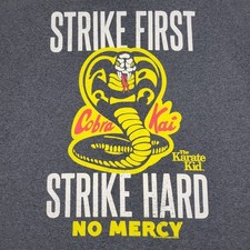 Cobra Kai Strike First Strike Hard No Mercy Karate Kid Short Sleeve Crewneck 2XL