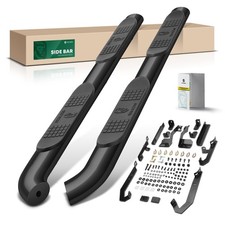 4in Oval Running Boards for 2021-2026 Ford Bronco Sport Carbon Steel Black Pair