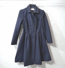 Red Valentino Black Wool Coat Dress Fit Flare Vintage Y2K Double Breasted Small